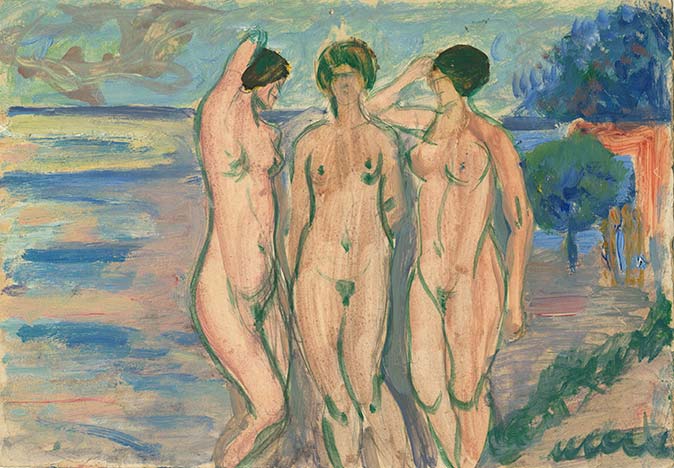 Haack, drei Grazien in einer Landschaft