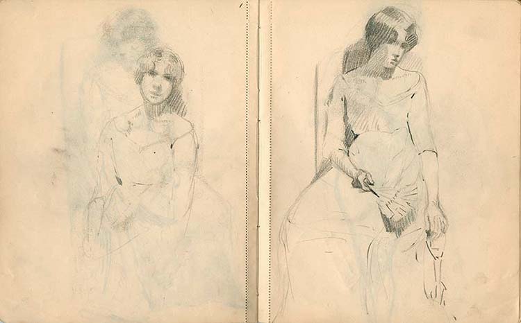 Haack, Studienskizzen mit Frauenfiguren
